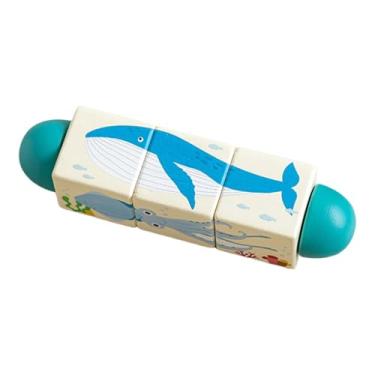 Imagem de menolana Brinquedo de construção de brinquedo de madeira giratório, de quebra-cabeça para meninos e meninas, crianças de 1 a 3 anos, Oceano