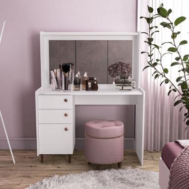 Imagem de Penteadeira Luisiana 2 Gavetas 1 Porta Branco Politorno Móveis