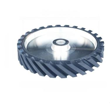 Imagem de Roda de contato de borracha ranhurada de 300x50 mm, 12 polegadas x 2 polegadas, peça de retificadora de correia balanceada dinamicamente para retificação de metal, ID 32 mm