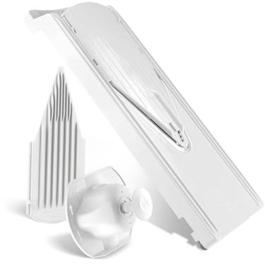 Imagem de Börner Reston Lloyd Mandoline Slicer V3 (conjunto básico) • Cortador em V com 3 opções de corte e suporte seguro para alimentos • Fatiador de cozinha ajustável para legumes e frutas • Cor: Branco