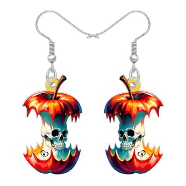 Imagem de DOWAY Brincos de caveira assustadora, frutas, acrílico, cereja, maçã, abacaxi, pingente de comida, joias de caveira, presentes para mulheres, acessórios de fantasia de Halloween, Medium, Acrílico, Sem