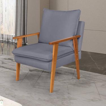 Imagem de Poltrona para Sala de Estar Decorativa Veludo Efatá Cinza