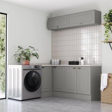 Imagem de Lavanderia Modulada 05 Peças com Tampo Emily Espresso Móveis Cinza