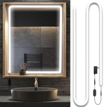 Imagem de Blikshin Luzes LED para espelho de penteadeira, iluminação de maquiagem estilo Hollywood, 10 pés/6000 K/regulável/adaptador de 12 V/fitas autoadesivas para espelho, iluminação para mesa de maquiagem e