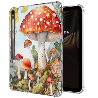 Imagem de Capa transparente para Samsung Galaxy Tab S9 FE 2023 (SM-X510/X516), antiamarelamento, transparente, à prova de choque, fina, leve, suporta carregamento sem fio para Samsung Tab S9 FE, cogumelo