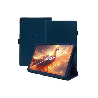 Imagem de Capa para tablet CHUWI Hi10 Max 2024 Android 14 12,96 polegadas nova versão atualizada, capa fólio de couro premium WUNIAK com alça de mão para tablet, azul escuro.