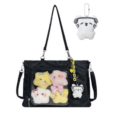 Imagem de Gleease Ita Bag Sacolas japonesas Kawaii, bolsa tiracolo de ombro, bolsa mensageiro, anime, bolsa Kpop com lindos pinos, exibição Y2k, Preto
