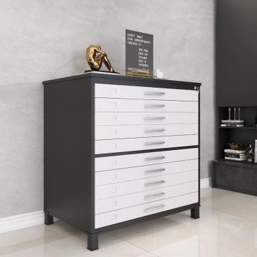 Imagem de Mapoteca 10 Gavetas 120,4cm X 122,3cm Aço Preto/Branco