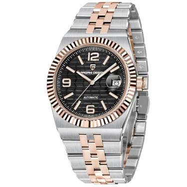 Imagem de Pagani Design Coleção de relógios automáticos de luxo PD-YS027, pulseira de aço inoxidável, várias cores, design de bisel canelado, Dourado, preto, Mergulhador de luxo