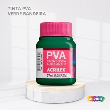 Imagem de Tinta pva fosca para artesanato com 37ml cor verde bandeira - ACRILEX
