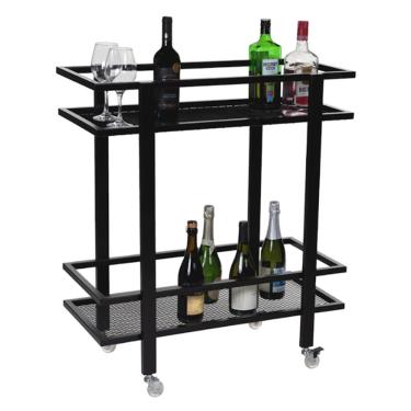 Imagem de Carrinho Para Bebidas Grande Estilo Industrial Com Prateleiras Em Tela Expandida