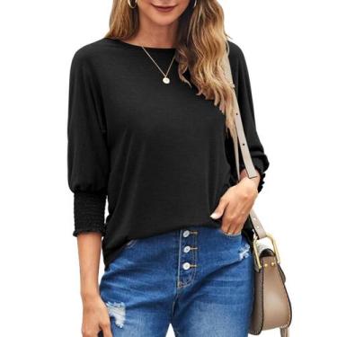 Imagem de Blusa túnica feminina Bluetime Summer Plus Size, manga 3/4, preta