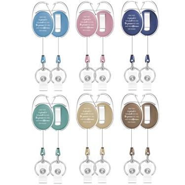 Imagem de Bornerwhite Porta-crachá retrátil de 6 cores, 12 peças, pode você se orgulhar da diferença, carretel de crachá de identificação com clipe a granel, presentes de agradecimento para trabalhadores de