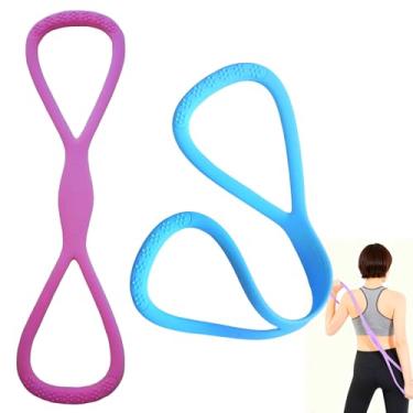 Imagem de 2 peças de atualização, figura 8, faixa de resistência de fitness, corda elástica para treinamento, faixas de exercícios, ioga, academia, corda de puxar de 8 palavras, faixas elásticas de 8 palavras
