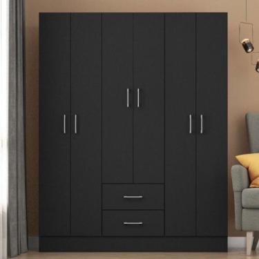 Imagem de Guarda-Roupa Casal Jamaica 6 Portas 2 Gavetas Preto - Fellicci, Preto