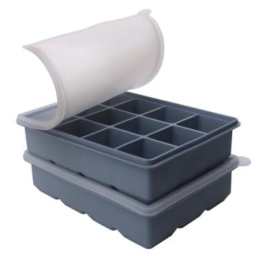 Imagem de Bandeja de silicone para freezer de 1/2 xícara com tampa – 2 moldes de silicone para freezer para preparação de refeições e congelamento de vários molhos e outros pratos, faz com que 24 porções de