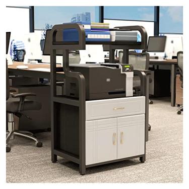 Imagem de SUNESA Suporte de impressão Suporte de impressora de escritório prateleira de impressora resistente com porta rack de armazenamento de arquivos A4 para casa deck duplo suporte de máquina de fax