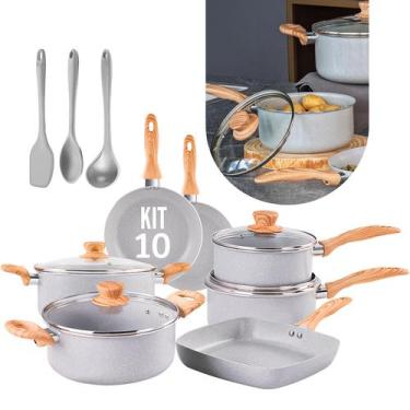 Imagem de Jogo de Panelas Brinox Antiaderente Ceramic Life com Indução 10 Peças 