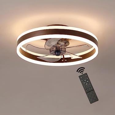 Imagem de Ventilador de teto com iluminação, moderno plafon LED regulável com ventilador e controle remoto, luminária com ventilador com lustre temporizador para sala de estar, quarto, sala de jantar