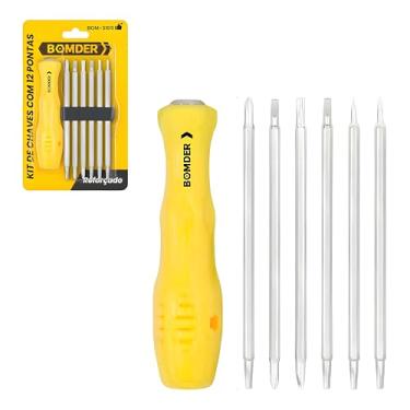 Imagem de Kit de Chaves com 12 Pontas Intercambiáveis - Manutenção, Eletrônica, Reparos em Celulares, Tablets e Computadores, Jogo de Chaves de Fenda, Philips, Torx e Outras