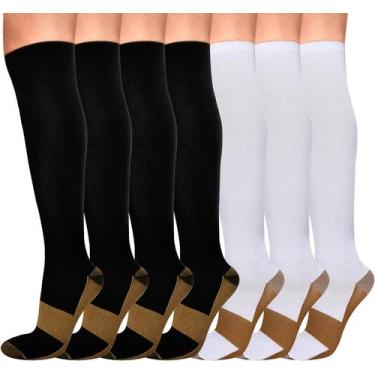 Imagem de Meias de compressão Wukang Copper 15-20 mmHg até o joelho, pacote com 