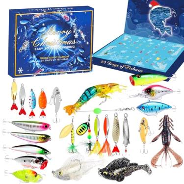 Imagem de Calendário de contagem regressiva de Natal 2025, calendário de contagem regressiva de pesca para adultos, presente de pesca masculino, calendário de contagem regressiva de Natal de 24 dias