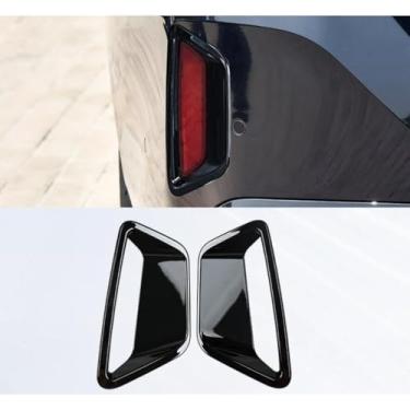 Imagem de Lâmpada de para-choque traseiro moldura decorativa LED para-choque traseiro luz de freio moldura de luz de neblina compatível com série 5 i5 2024-2025 (preto brilhante)