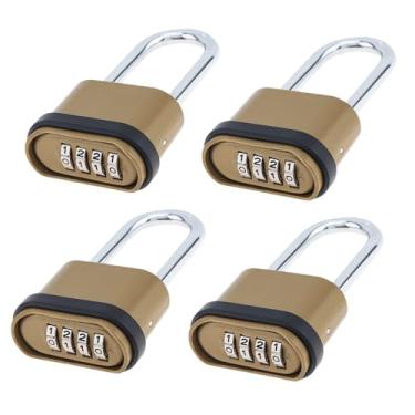 Imagem de HOJLKLD Cadeado de combinação de 4 dígitos, cadeado de combinação resistente com 6 cm de comprimento cadeado impermeável para portão, quintal, cerca, escola (4)