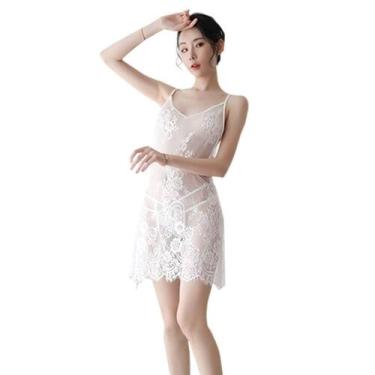 Imagem de Camisola feminina de lingerie SINGUYUN com blusa de renda Babydoll