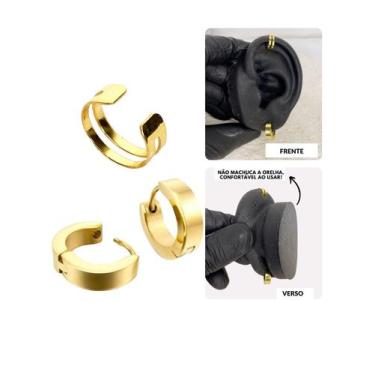 Imagem de Kit Brinco Argola Furo + Piercing Pressão Falso Orelha Hélix - Visujói