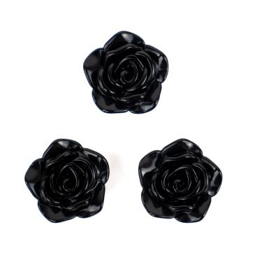 Imagem de Kit C/3 Miçangas em Resina Flor Rosa Negra 2 cm