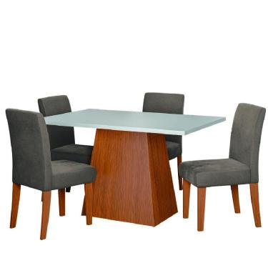 Imagem de Conjunto Sala de Jantar Mesa 1,36m Trento 4 Cadeiras Trieste Dobuê