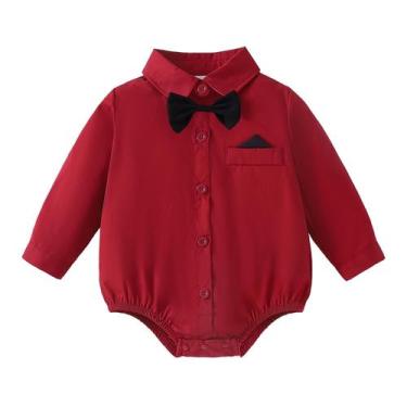 Imagem de Camisa social formal para bebês e meninos Romper SOBOWO 0-24M