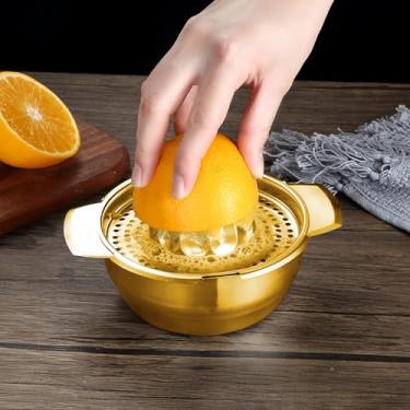 Imagem de Espremedor manual de frutas cítricas de aço inoxidável com limão e limão