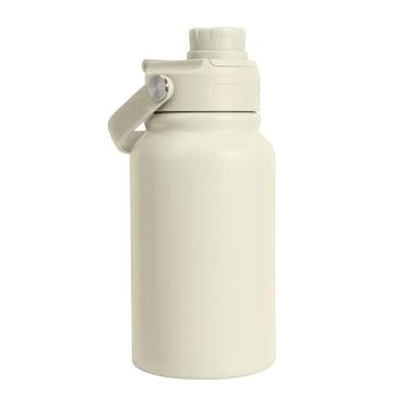 Imagem de Garrafa Térmica Inox 350ml com Alça Ergonômica e Tampa Antivazamento | Parede Dupla e Isolamento a Vácuo (Creme)