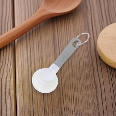 Imagem de Generic 1 conjunto de copos medidores, conjunto de 4 colheres medidoras, pode ser lavado na lava-louças, aço inoxidável, PP, branco, prateado