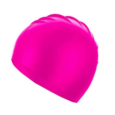 Imagem de Touca de natação clássica unissex de silicone macio para mulheres e homens, confortável, impermeável, touca de banho para piscina, cabelo longo, curto, adolescentes, adulto, elástico, chapéu de
