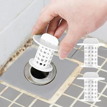 Imagem de Pacote com 2 filtros de drenagem de pia de plástico para coletor de cabelo, protetor de ralo de chuveiro, antiobstrução, rolha de água para banheiro e cozinha