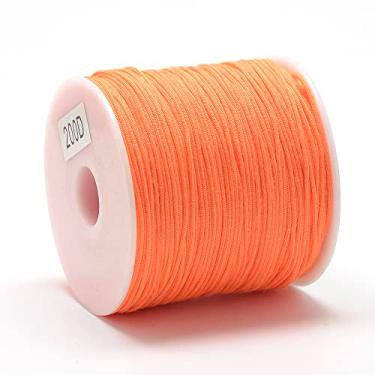 Imagem de 131,23 a 142,16 metros Fio de poliéster de 0,8 mm, cordão de trança, cordão de macramê para costura de couro, artesanato, pulseiras faça você mesmo, laranja escuro