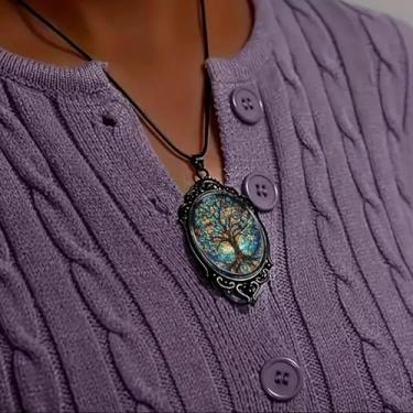 Imagem de Colar gótico de sol e lua para mulheres – Pingente de vidro estilo punk com camafeu lunar vintage, joia de bruxa com elegante caixa de presente, Adjustable, Aço inoxidável, Sem Pedra Preciosa