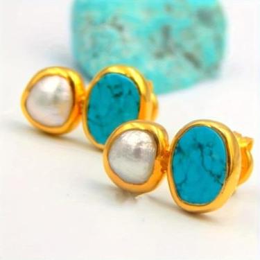 Imagem de Brincos femininos boho turquesa elegantes com pingente leve ideia de presente