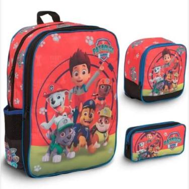 Imagem de Kit Mochila Infantil Masculina Patrulha Canina Costas Mais Lancheira T