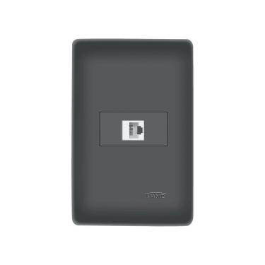 Imagem de Tomada Para Rede De Informática Fame Habitat Black Rj45 Cat6 8 Vias Com Placa 4x2 Preto