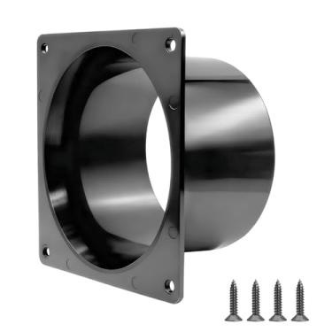 Imagem de ZZHypGr Conector de flange de duto de parede de plástico, suporte de tubo de sistema de ventilação para ventilador de banheiro, exaustor de cozinha, uso interno e externo (flange ABS preto de 10 pol)