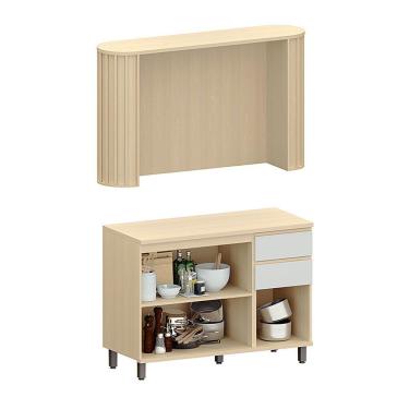 Imagem de Bancada Cozinha 164cm Com Tampo Para Ilha E Balcão 120cm Aura Carvalho/cinza Cristal