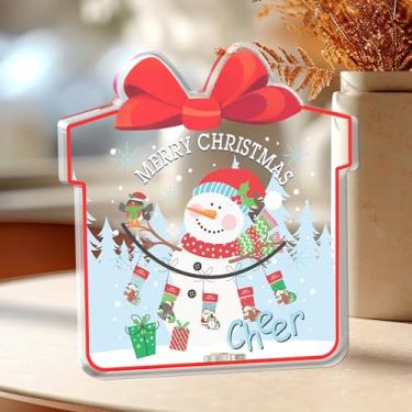 Imagem de Boneco de neve, decoração de mesa de Natal, decoração de mesa de inverno, Feliz Natal, placa acrílica, decoração de mesa de Natal para casa, prateleira de manto