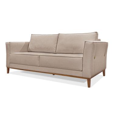 Imagem de Sofá 3 Lugares Base De Madeira Grace 230 Cm Linho Areia S04 - D'rossi