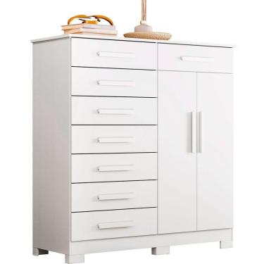 Imagem de Cômoda Sapateira Alta Julieta 8 Gavetas 2 Portas Branco