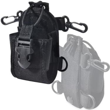 Imagem de HYS Capa de rádio universal, bolsa universal de suporte de rádio bidirecional, acessórios para coldre de nylon Walkie Talkie, usada em um cinto / alça de ombro e coldre de rádio, Preto, Medium-1