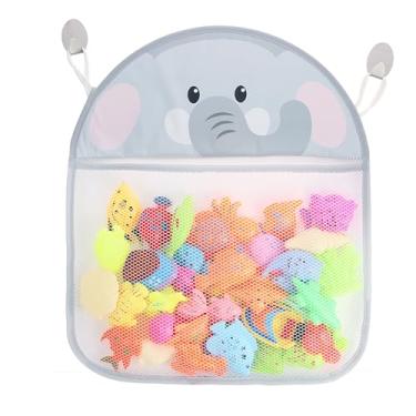 Imagem de Youngever Rede de brinquedos de banho, organizador de brinquedos de banho, armazenamento de brinquedos de banho (elefante cinza)
